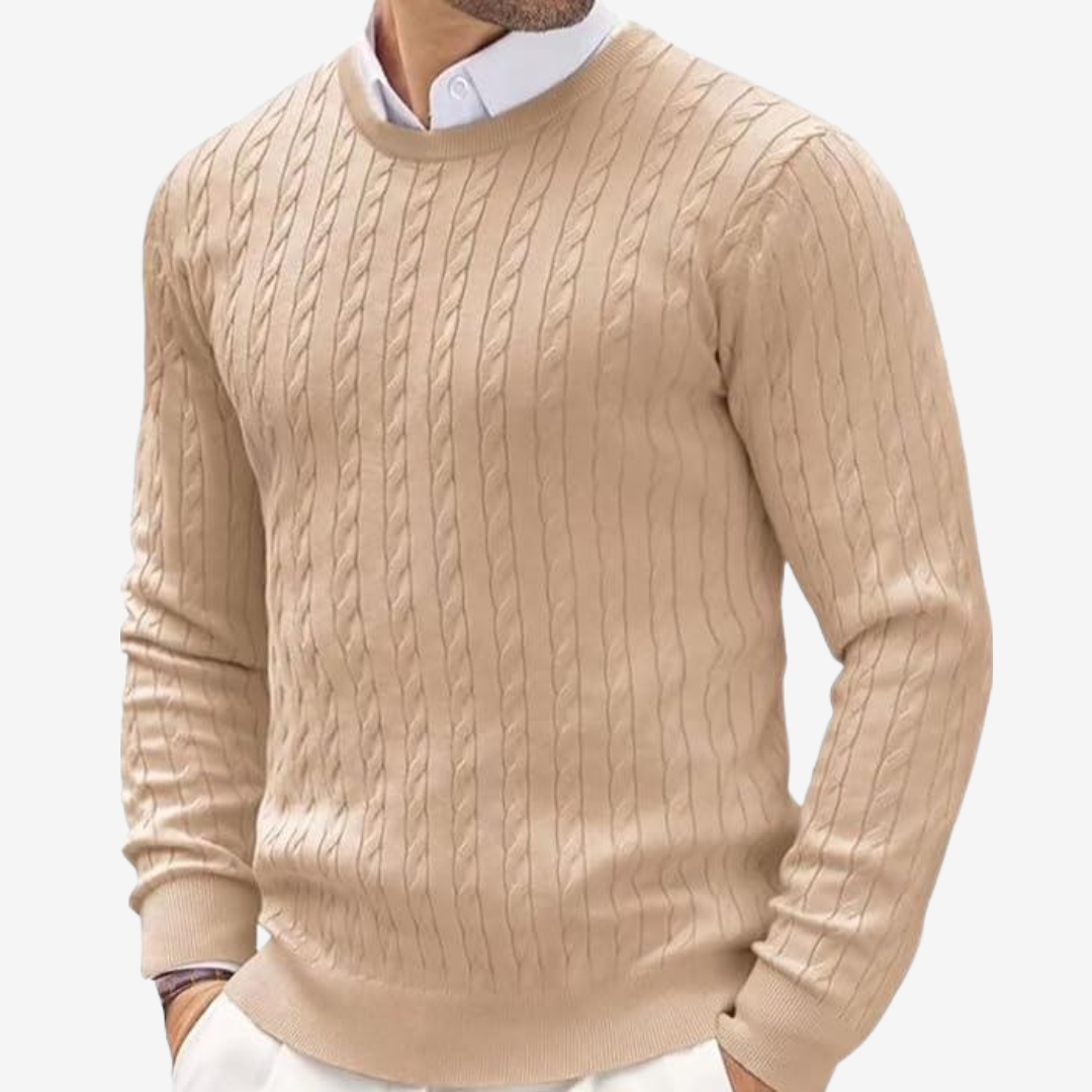 Pull d’Hiver à Col Rond en Maille Torsadée pour Homme | Pull Classique Chaud