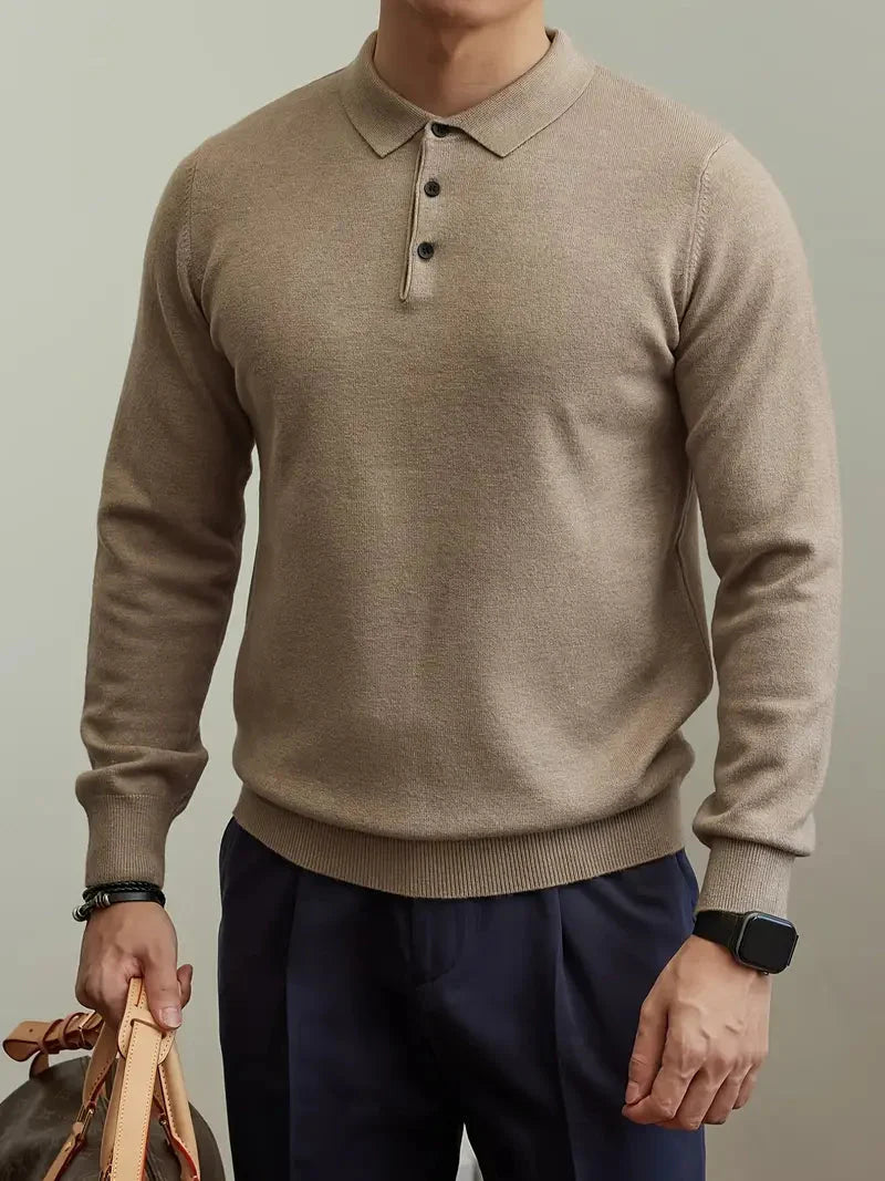 Pull Polo en Maille à Manches Longues pour Homme | Pull d’Hiver Confortable