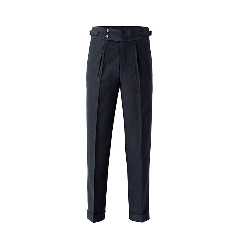 Pantalon de Costume Plissé Ajusté pour Homme | Pantalon Habillé Taille Haute Élégant