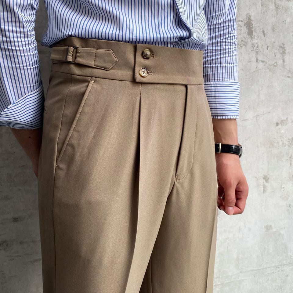 Pantalon de Costume Plissé Ajusté pour Homme | Pantalon Habillé Taille Haute Élégant