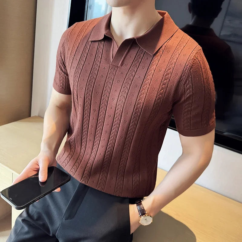Bellini | Polo en Maille Jacquard à Manches Courtes