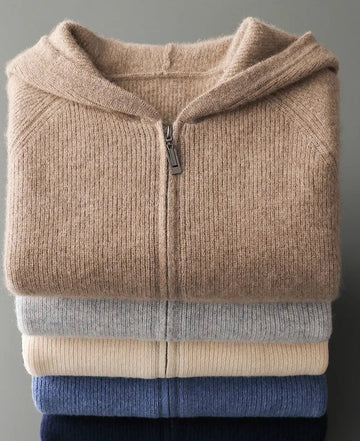 Sweat à Capuche Zippé Chaud pour Homme | Pull d’Hiver en Maille