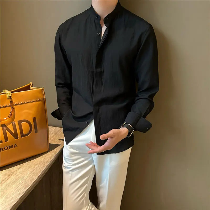 Bellini | Chemise Plissée à Col Montant