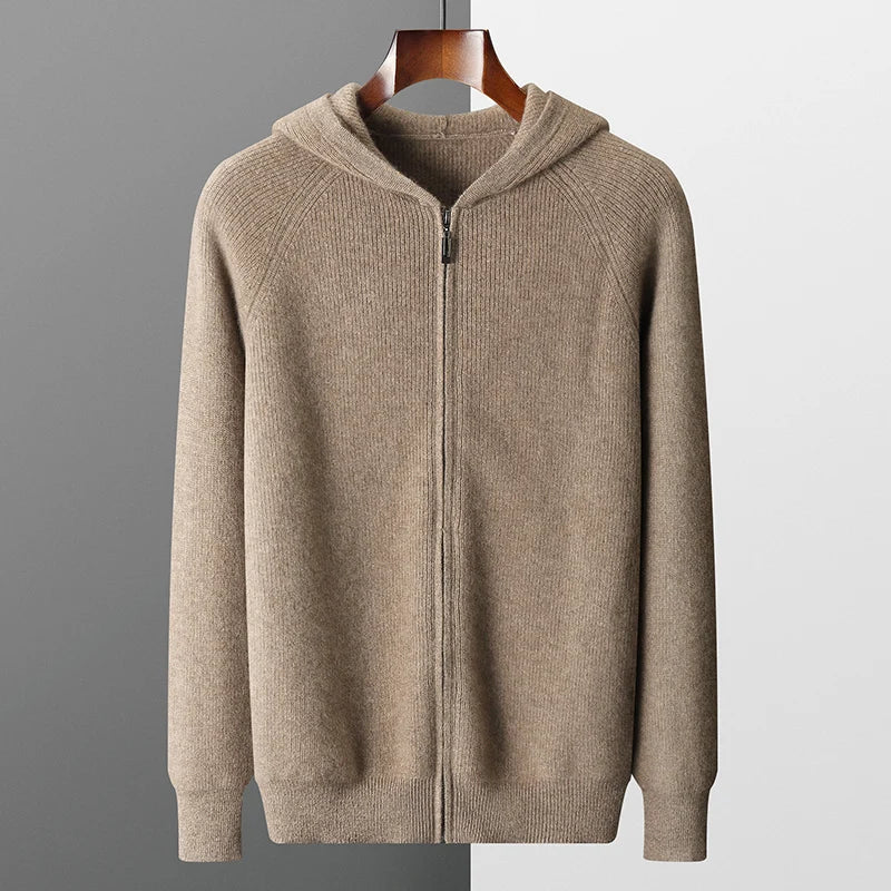 Sweat à Capuche Zippé Chaud pour Homme | Pull d’Hiver en Maille