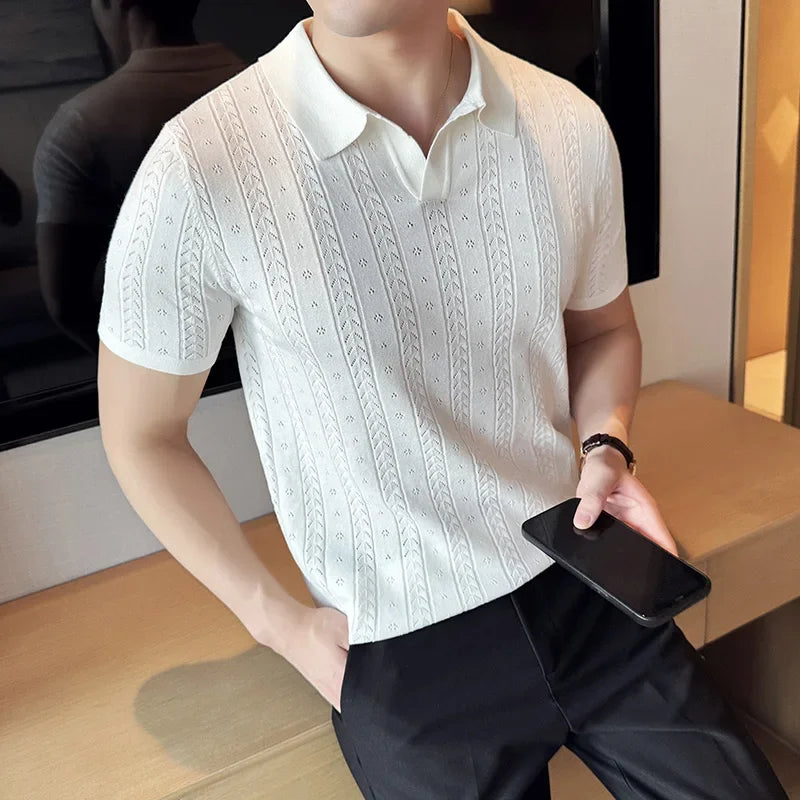 Bellini | Polo en Maille Jacquard à Manches Courtes