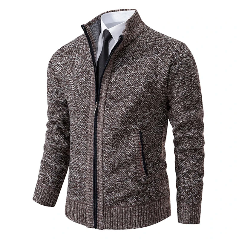 Cardigan d’Hiver Chaud en Maille Zippé pour Homme | Avec Poches Frontales