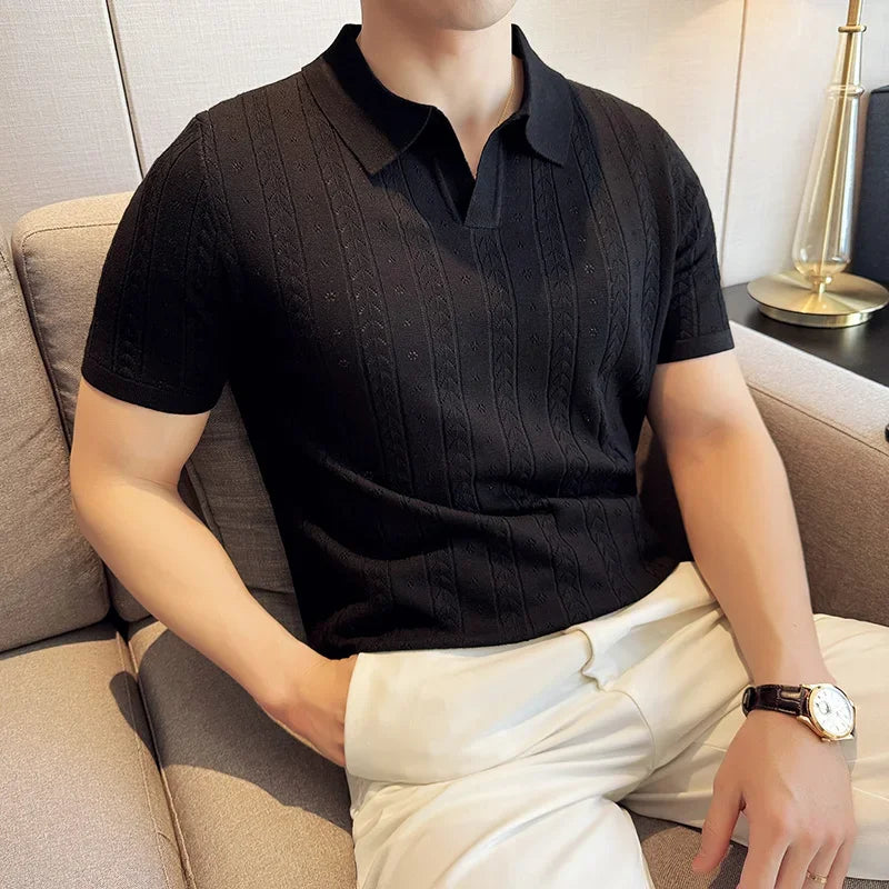 Bellini | Polo en Maille Jacquard à Manches Courtes