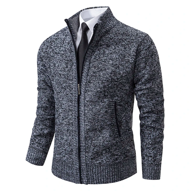 Cardigan d’Hiver Chaud en Maille Zippé pour Homme | Avec Poches Frontales