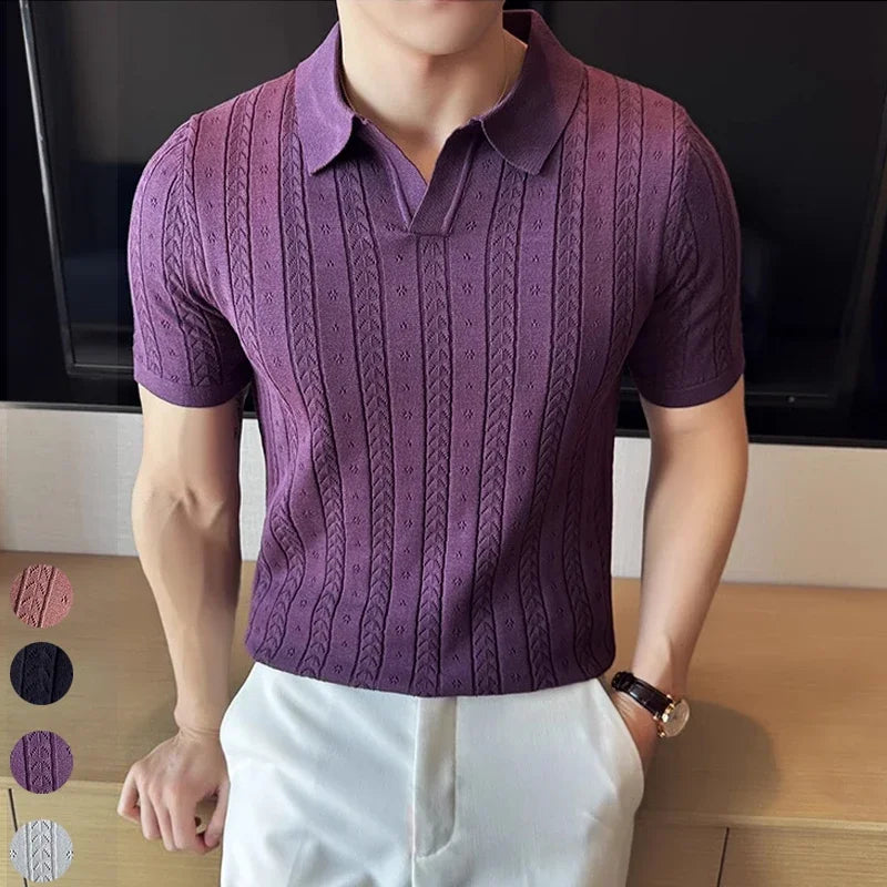 Bellini | Polo en Maille Jacquard à Manches Courtes
