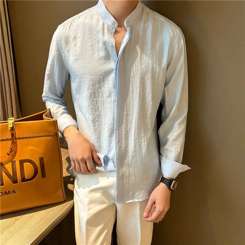 Bellini | Chemise Plissée à Col Montant