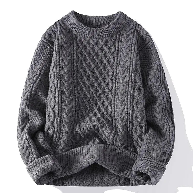 Pull en Maille Texturée à Col Rond pour Homme | Pull d’Hiver Chaud