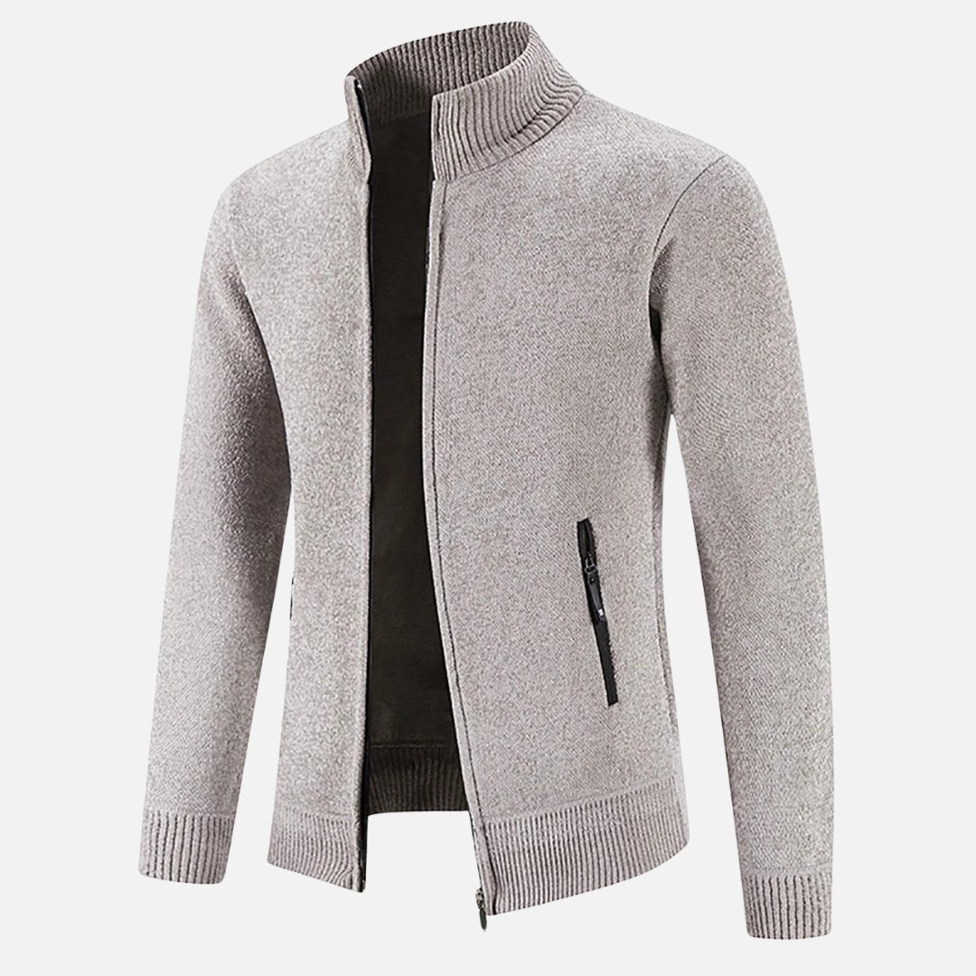 Cardigan Zippé d’Hiver pour Homme en Maille | Pull Chaud à Col Montant