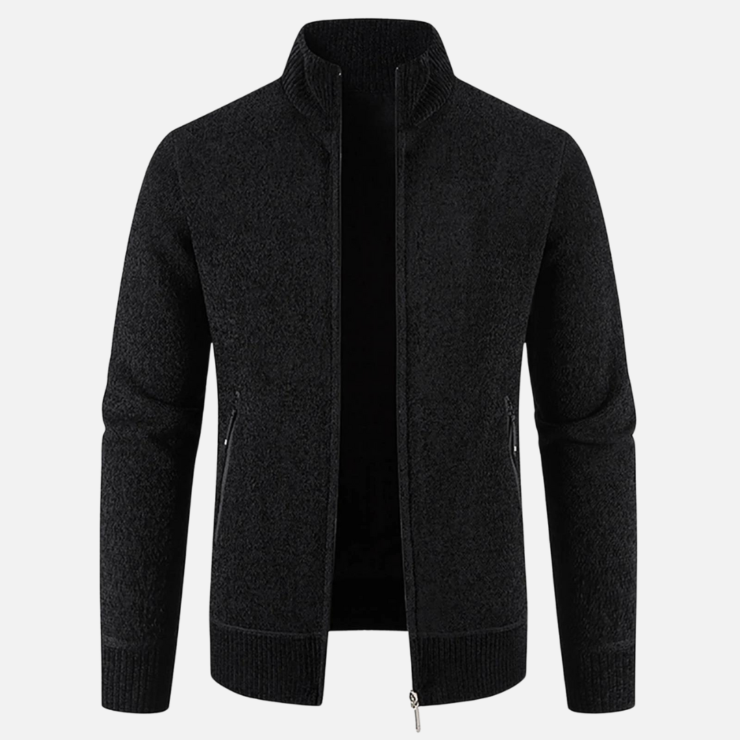 Cardigan Zippé d’Hiver pour Homme en Maille | Pull Chaud à Col Montant