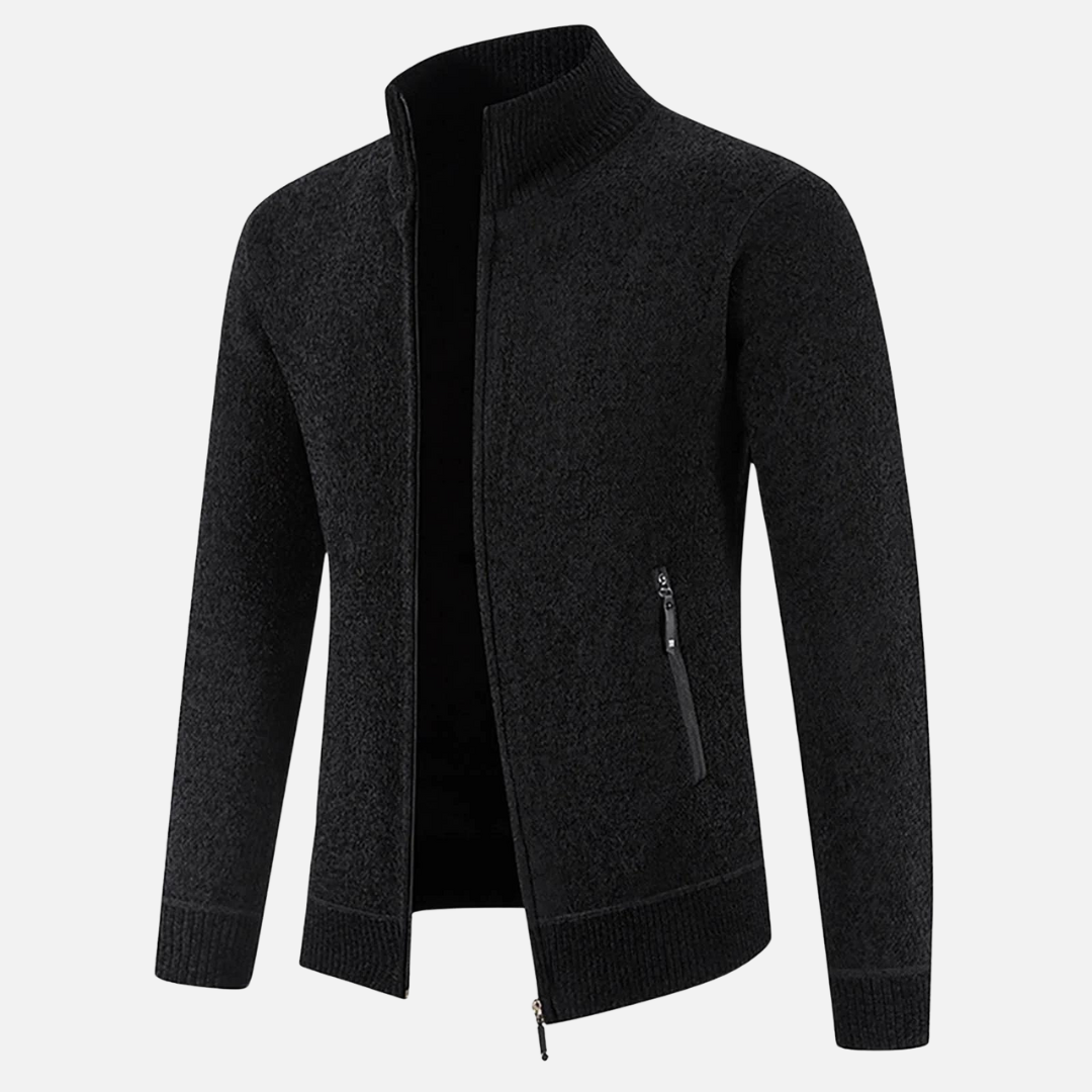 Cardigan Zippé d’Hiver pour Homme en Maille | Pull Chaud à Col Montant