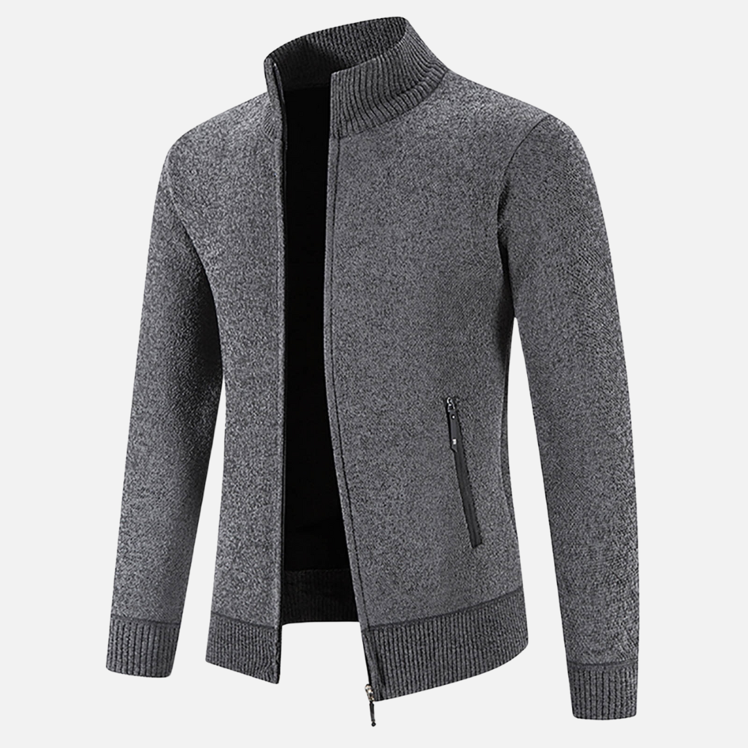 Cardigan Zippé d’Hiver pour Homme en Maille | Pull Chaud à Col Montant