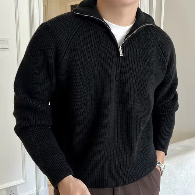 Pull en Maille à Manches Longues et Demi-Zip pour Homme | Pull Chaud et Confortable