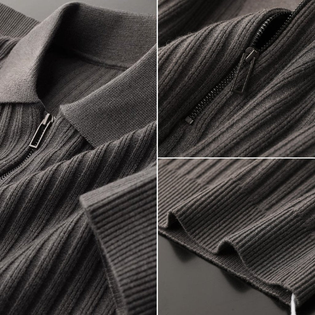 Pull en Maille Côtelée à Demi-Zip pour Homme | Confortable & Chaud